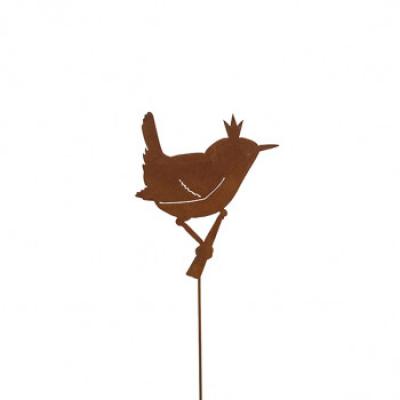 kovový zápich ptáček s korunkou